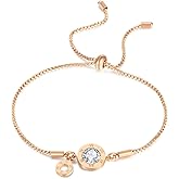 Vinoya 18K White/Rose Gold Plated Bracelets Lucky Roman Numerals Bracelet Adjustable Stainless Steel Bracelets Jewelry Gifts for Women Men