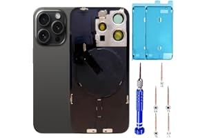 ZVB 15 Pro Back Glass Replacement Kit with Plate & Flex Cable and All Parts, Black Titanium, 6.1 Inch for iPhone 15Pro Back Cover Glass, with Repair Tools (Black Titanium)