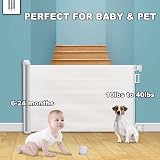 PetHot Retractable Stair Gate 55” Wide 33” Tall One-Handed Baby Pet Gate White view 6