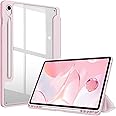 Fintie Hybrid Slim Case for Samsung Galaxy Tab S10 FE/ S9 FE 5G 10.9 Inch/Tab S9 11 Inch with S Pen Holder, Shockproof Cover with Clear Transparent Back Shell, Auto Wake/Sleep, Pink