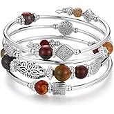 BULINLIN Layered Wrap Bangle Turquoise Bracelet - Bead Bracelet with Natural Agate Stone, Gifts For Women