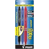 Pilot Frixion Clicker Erasable Gel Pen, Assorted Ink, 3 per Pack (31467), Black/Blue/Red