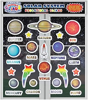 Solar System Reusable Puffy Sticker Glass Window Clings For Kids And Toddlers By Incredible Gel And Window Clings Outer Space Planet Galaxy