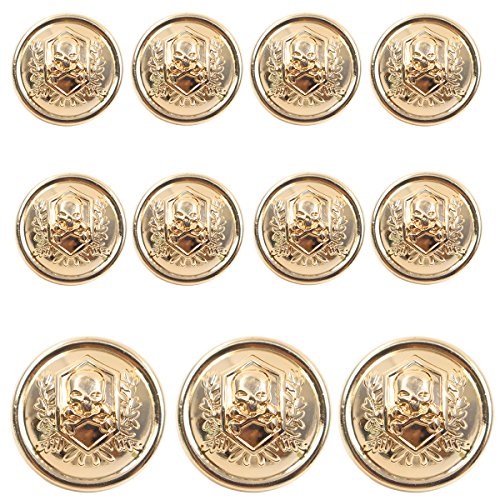 11 pieces gold vintage metal blazer button set - skull - for blaz…