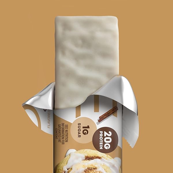 ONE PROTEIN BARS, CINNAMON ROLL, GLUTEN FREE WITH 20G PROTEIN AND 1G SUGAR, PANTRY STAPLES, 2.12 OZ (12 COUNT), PACKAGING MAY VARY