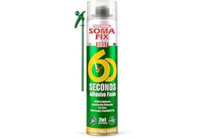PROFESSIONAL SOMA FIX Spray Foam - Grabs in 60 Seconds, Expanding Foam Sealant for Brick, Concrete, Stone & More - Gap Filler with Dual Nozzle + (Gun & Straw) - 26 Oz / 750ml