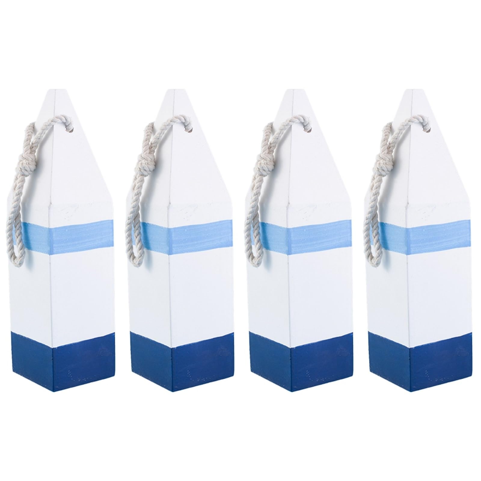 Photo 1 of (SINGLE) DECHOUS 1Pcs Wooden Buoy Decor: Decorative Buoys with Rope Nautical Wall Hanging Decor - Blue White Mediterranean Ornament for Coastal Home Living Room Bathroom - 10 Inch