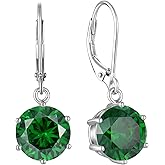 Aprila Women Earrings 925 Sterling Silver Birthstone Drop Dangle Earrings Leverback Earrings 10mm 3A Cubic Zirconia Jewelry