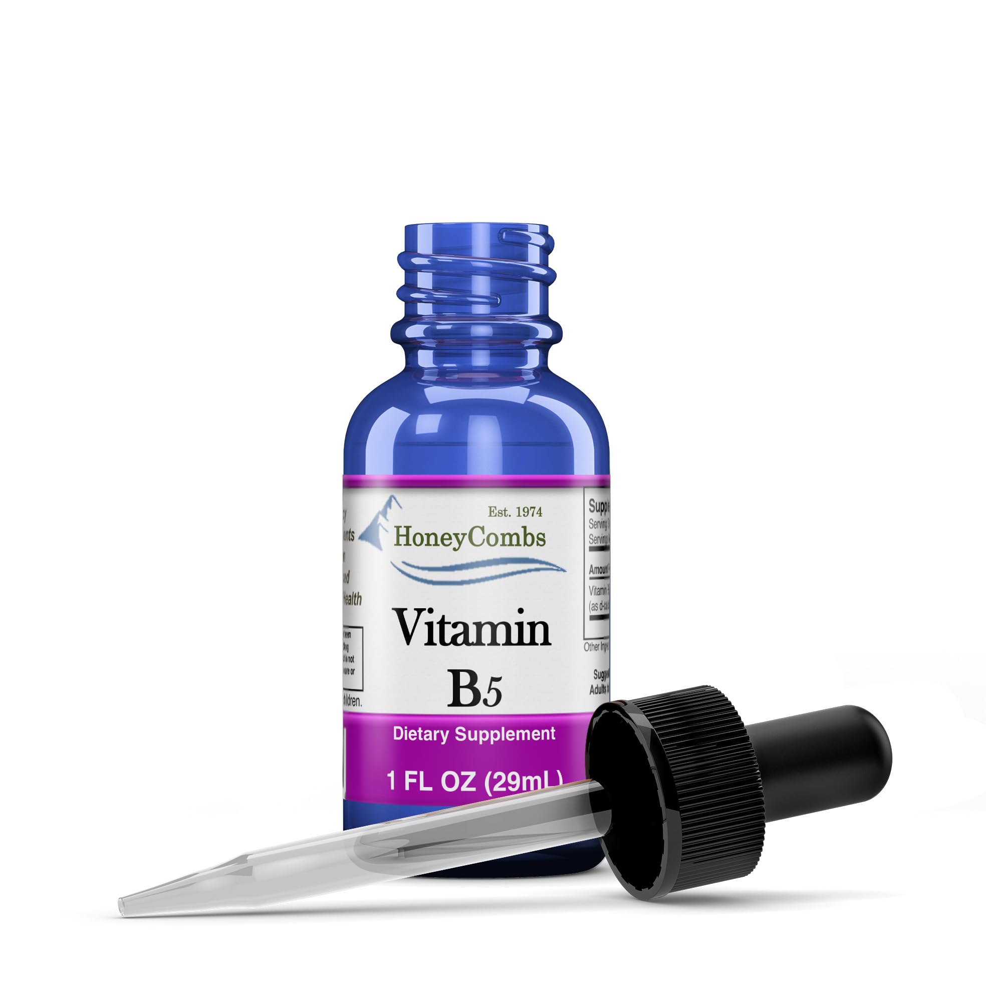 Vitamin B5 Pantothenic Acid Liquid Drops - Made in USA - 500% DV per Serving - 36 Servings per Container - Great for Men, Women, Children - Vegan Liquid Vitamins - Bulk Sizes Also Available