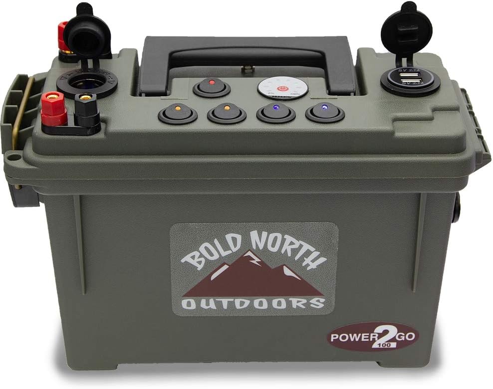 Power2Go 100 Portable Generator Power Station | Bundle Includes Portable Solar Power Station, Lithium LifePO4 Battery & 2.4A Charger | Great for Tailgate, Ice Fishing, Camping, Emergencies