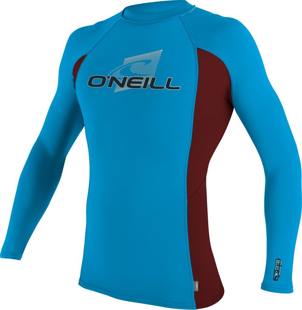O'Neill Men's Skins Crew Rash Guard Long Sleeve Nylon Elastane Shirt - Sky/Myres/Sky, 2X-Large