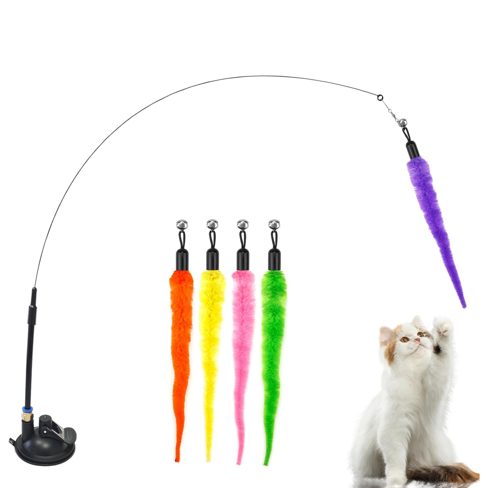 Photo 1 of YODFLY Cat Suction Cup Window Toy for Indoor Cats,with 5 Pcs Detachable Replacements Feathers.