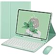 YEEHi Keyboard Case Mouse for iPad Air 11" M3/M2, iPad Air 5 2022/ Air 4 2020 10.9 inch Case with Mouse Round Key Cute Candy Color Detachable Keyboard Cover (MintGreen)