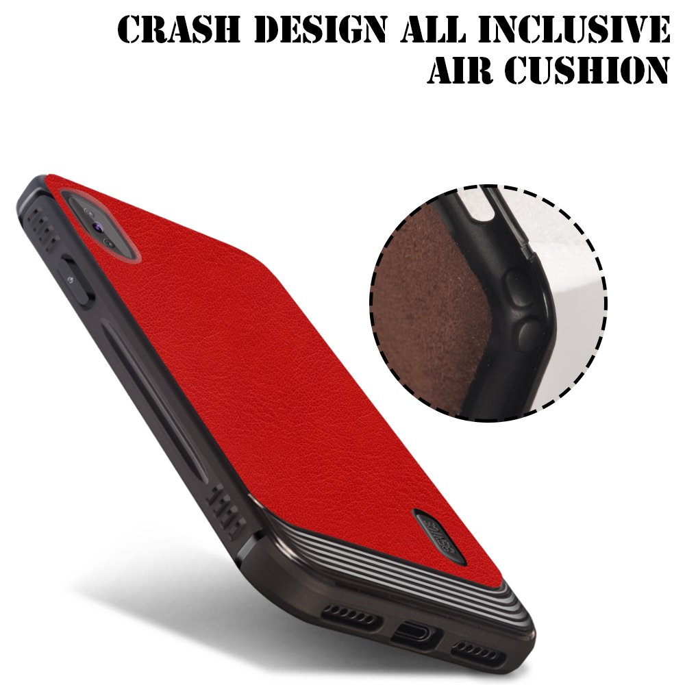 iPhone X case, MagicSky Ultra Slim Premium PU Leather Shock-absorbing Protective Bumper Case Cover with Built-in Nickel Metal Plate work with Universal Magnetic Phone Car Mount Holder - Red