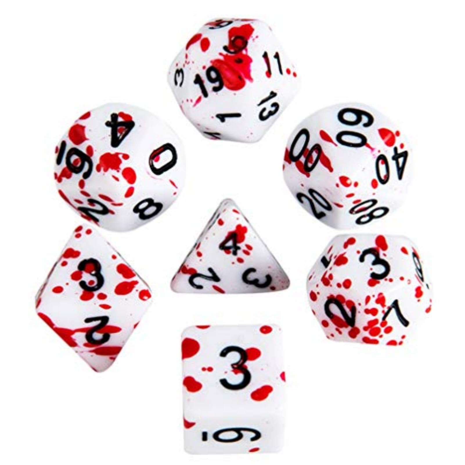 Blood Dices Blood Splatter Dices, D&D Dices Set of 7, Acrylic Polyhedral Dungeons and Dragons Role Playing Game Dices Party Supplies for Halloween Cosplay Party (Red)