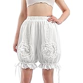 Nuoqi Bloomers Shorts for Women White Ruffle Victorian Shorts Renaissance Knickers Pants