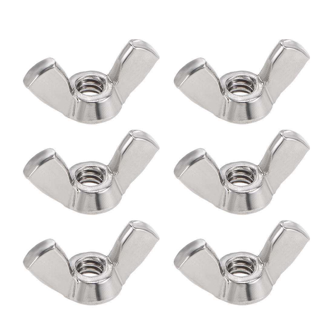 sourcing map #10-24 Wing Nuts 304 Stainless Steel Shutters Butterfly Nut Hand Twist Tighten Fasteners Parts 6pcs