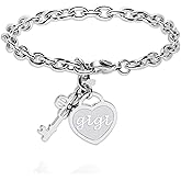 Ruirenan Inspirational Bracelets for Women Daughter Engraved Charm Heart Pendant Gifts for Mom Sister Grandma Gigi Friends Birthday Christmas Mother's Day Gifts