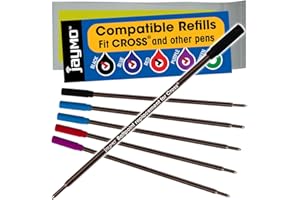 Jaymo Replacement for Cross 8511/8513/8515 - Measures 4.563 in / 116 mm Long - Ballpoint Pen Refill - 2 Black + 2 Blue + Red + Purple