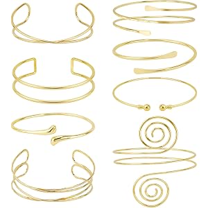 Tihebax Arm Cuff Set for Women Party Decorations- 8PCS Upper Arm Bangles Cuffs Festival Jewelry, Trendy Arm Bracelet for Birt