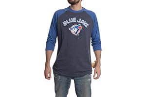 Bulletin MLB Toronto Blue Jays Cooperstown Team Logo Men's Bi-Blend 3/4 Sleeve Raglan Baseball T-Shirt