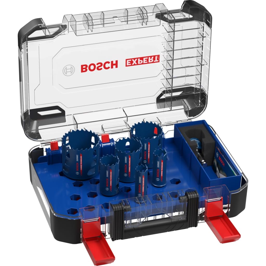 Bosch 6X Expert Tough Material Hole Saw Set (for Wood with Metal, Brick, Ø 22-68 mm, Professional Accessory Rotary Drill/Drivers)