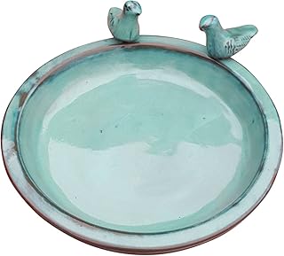 Fachhandel Plus Vogeltränke mit Vögel rund frostfest Vogelbad Futterschale Vogelbecken Shabby chic versch. Farben wählbar, Farbe:türkis