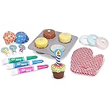 Melissa & Doug Bake and Decorate Wooden Cupcake Play Food Set