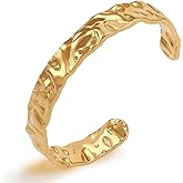 PLTGOOD Gold Bracelets For Women Open Chunky Gold Bracelet Wide Cuff Bracelets For Women Adjustable Cuff Bangle Bracelet