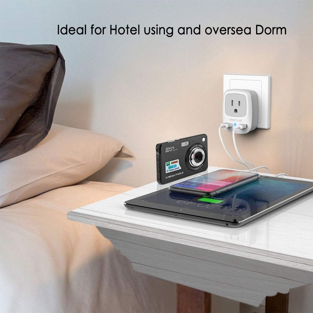 European Travel Plug Adapter, TESSAN International Power Plug with 2 USB, Outlet Adaptor Charger for US to Most of Europe EU Spain Iceland Italy France Germany(Type C): Home Improvement