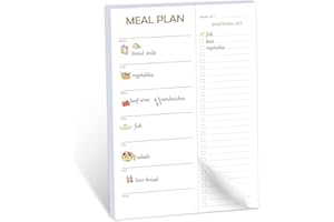ORIENTAL BEAUTY PEARL Meal Planner and Grocery List Weekly Magnetic Meal Planning Notepad with 52 Tear Off Shopping List for Fridge 6 X 9”