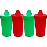 Re-Play Spill-Proof Sippy Cups for Toddlers - Kids Reusable 10 Oz Set of 4, Dishwasher & Microwave Safe, Made in USA, Christmas