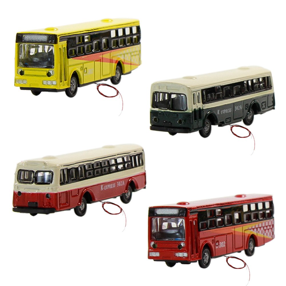 Evemodel 4PCS 1:150 Model Lighted Cars N Scale Diecast Bus With 12V LED Lights