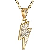 AsAlways Lightning Bolt Necklace for Men Stainless Steel Punk Hip Hop Pendant Jewelry Gift