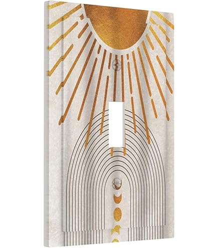 Oversized Light Switch Cover - Black & Gold Whales Galaxy Design, 1 Gang Toggle Plate