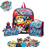 Nick Jr Paw Patrol 5 in 1 School Backpack Bag with Waterbottle & Lunch Box (Blue)