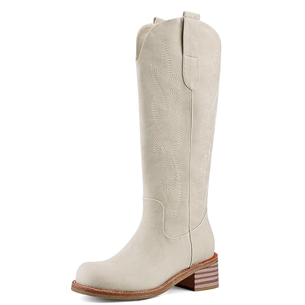 VBDB WHITE COWBOY BOOTS FOR WOMEN WIDE CALF...