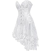 Sapubonva Corset Dress Skirt Set Plus Size bustiers Outfit Lingerie Lace up Gothic Women