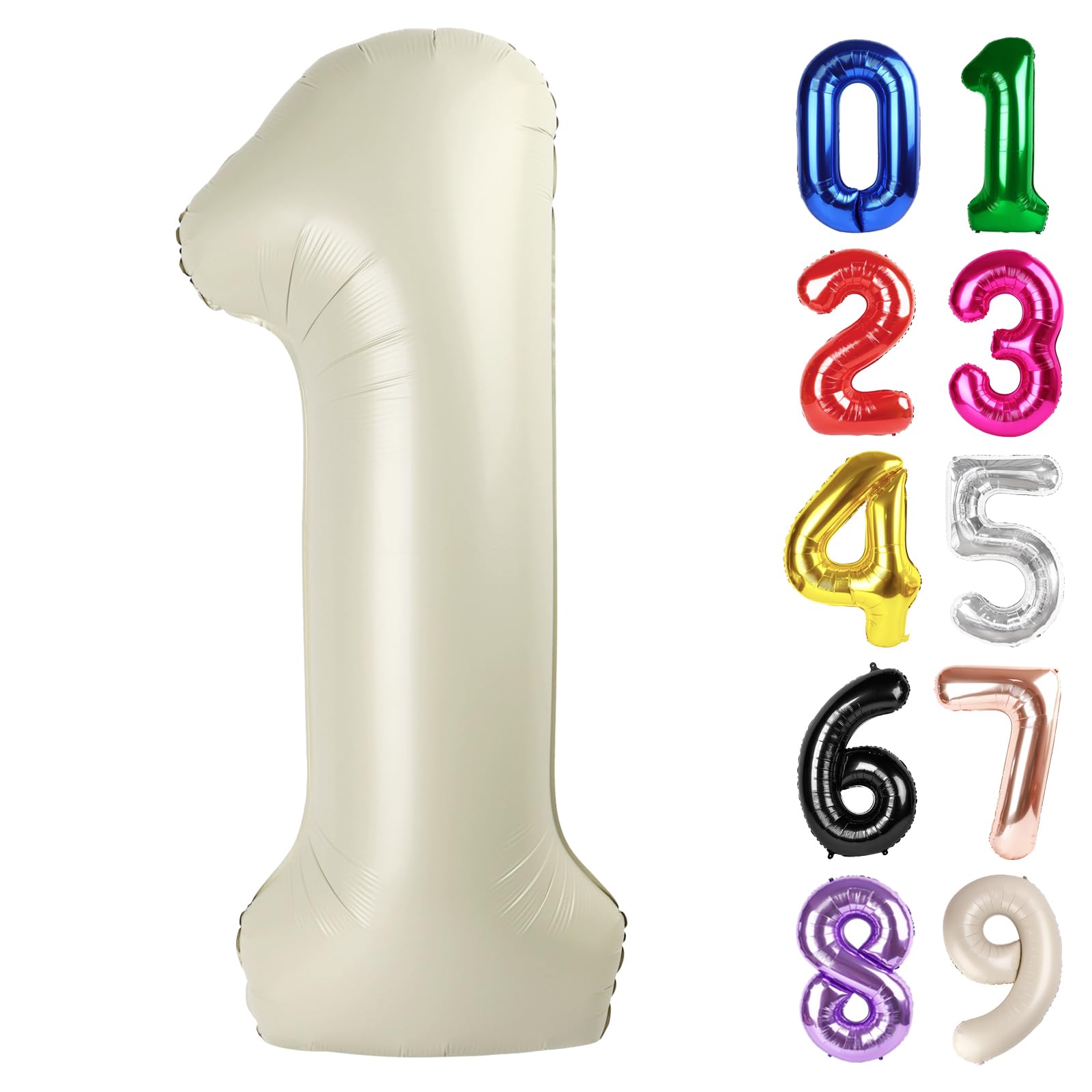 Photo 1 of 1 Balloon - Cream Birthday Number Balloons, 40 Inch Large Foil Balloons for Men Women Boys Girls Cream Themed Birthday Decorations