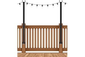 AHRLHR 2 Pack String Light Poles,5 Ft String Light Poles for Outside with Fixing Clips,Metal Poles for Outdoor String Lights, Hanging Light Poles for Deck Fence Garden Backyard Wall Bistro