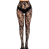 ShawGobow Goth Tights For Women,Sheer Mesh Skull Fishnets Leggings,Patterned Sexy Stockings Halloween Costume Black