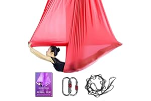 SYCYKA Aerial Yoga Hammock L:5M W:2.8M 5.5 Yards Aerial Pilates Silk Yoga Swing Set with 2000 Ibs Load Include Daisy Chain, Pose Guide