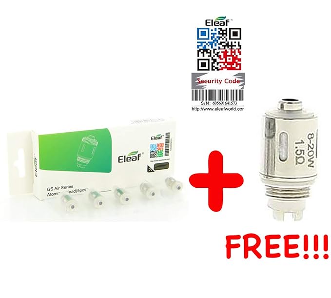 [100% Authentisch [5 + 1 angeboten DansLesVapes] 6er Pack Verdampferköpfe ELEAF GSair GS air 1.5 ohm oder 0.75 ohm oder 0.35 
