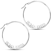Sorority Shop Sigma Kappa- Hoop Silver-Plated Dainty Earrings for Women -Sigma Kappa Jewelry with Ideal 2" Diameter Hoops - Sigma Kappa Gifts