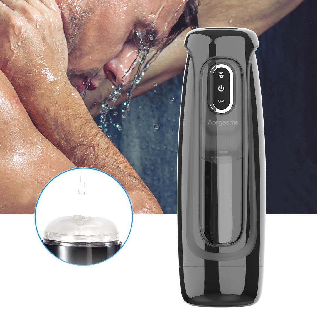 Aorgasms Masturbieren Masturbator Blowjob Masturbation mit Teleskopischer Rotations Men Cup USB-Aufladung Vaginale Erotik Oral Sexspielzeug für Männer, Black