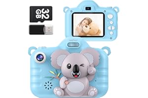 MEGNUT Kids Camera Koala Toys for 3-9 Years Girls Boys Toddler Digital Selfie Camera Video Camcorder Christmas Birthday Gifts for Children 1080P 48MP 2.4inch Screen with 32GB SD Card Blue