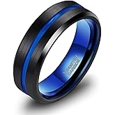 TRUMIUM 8mm Mens Wedding Ring Tungsten Centre Groove Beveled Edge Matte Brushed Comfort Fit Size 6-14