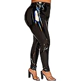 WDIRARA Women's Plus Size High Waist Pu Leather Party Club Skinny Pants Stretch Leggings