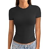 EasyGala Womens Cotton Crew Neck Short Sleeve Shirts Summer Top Trendy Fitted Crop Tops Basic Going Out Tee