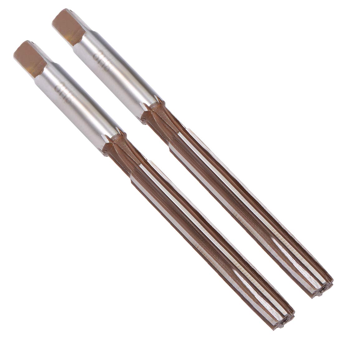 sourcing map Hand Reamer 8mm Alloy Tool Steel H8 6 Straight Flutes Hand Milling Cutter Tool Metric Reaming Drill Bit for Metal 2Pcs